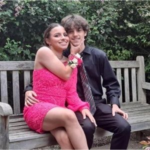 Hot pink Homecoming dress.